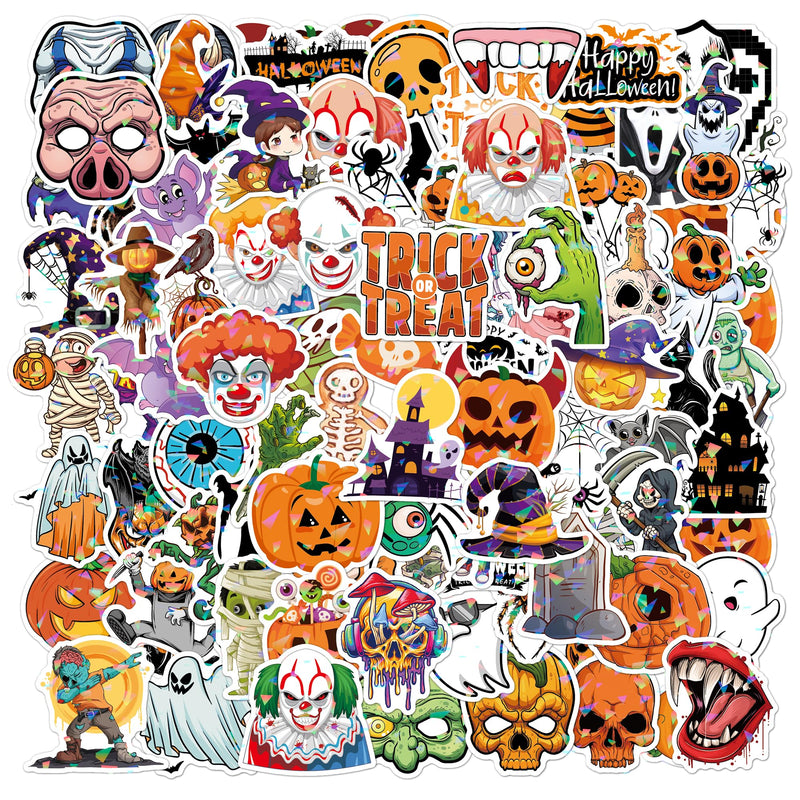 100 PCS Glitter Halloween Stickers Halloween Stickers Bulk Big Halloween Stickers for Party Cute Halloween Vinyl Decalrs for Halloween Basket Stuffers Halloween Birthday Decorations Party Favors