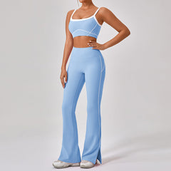 Outdoor Sports Yoga Suits Women's Spaghetti Strap Contrast Color Fitness Set Outfits