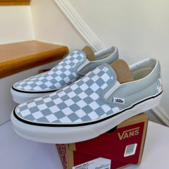 Vans Slip-On Classic Skate Shoes Checkerboard Baby Blue Shoes Classic Unisex