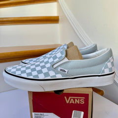Vans Slip-On Classic Skate Shoes Checkerboard Baby Blue Shoes Classic Unisex