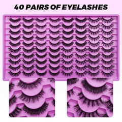 DINGSEN 40 pairs Volume Strip Lashes Faux Mink False Eyelashes Kit Cosmetics Soft Fake Volume Eyelash Extensions Wholesale