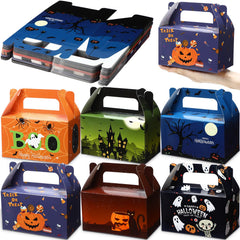 Zhanmai 36 Pack Halloween Treat Box Halloween Goodie Boxes Treat Boxes Halloween Boxes Container Halloween Cookie Cupcake Snack Box with Handle Party Favor Box
